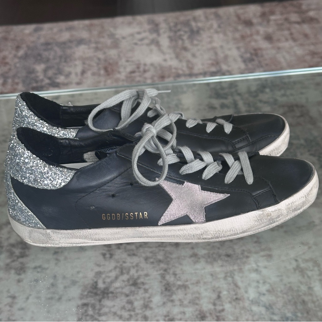 Golden Goose Womens Blk Mauve Silver Sneakers 8